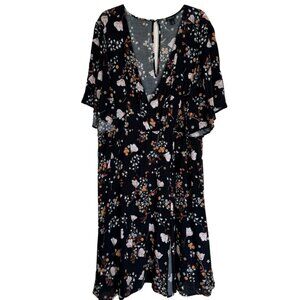 Torrid Plus Size 4 BLACK FLORAL Faux Wrap Dress